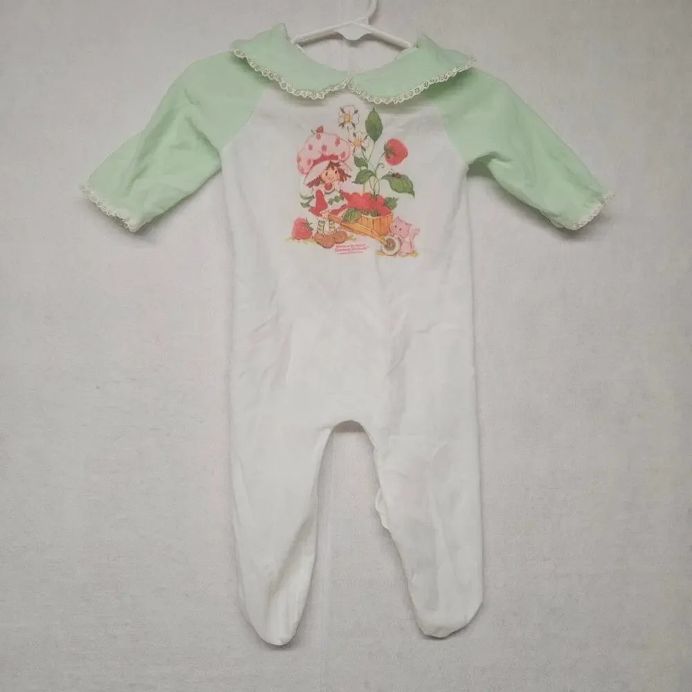 VTG Strawberry Shortcake 1980s Lullaby Land Baby Footie Sleeper PJs Sz M 6-12M